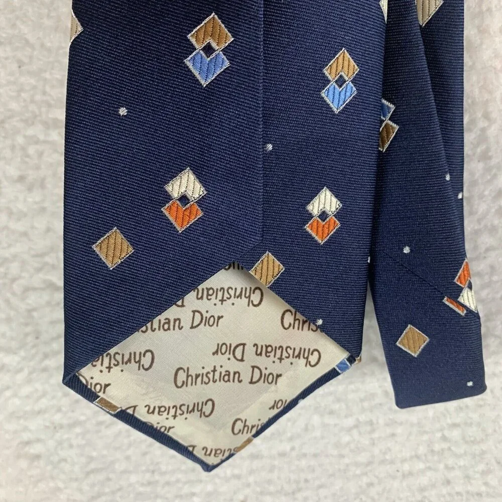 Christian Dior Cravates Necktie Mens Navy‎ Pattern Classic Formal Business 9717